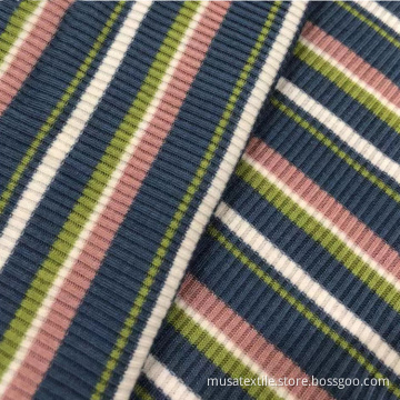 Printed Polyester Spandex Soft Stretch Rib Velvet Fabric